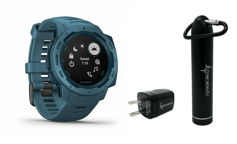 Garmin Instinct, Rugged Outdoor Watch with GPS, Features GLONASS and Galileo, Heart Rate Monitoring W Wearable4U Power