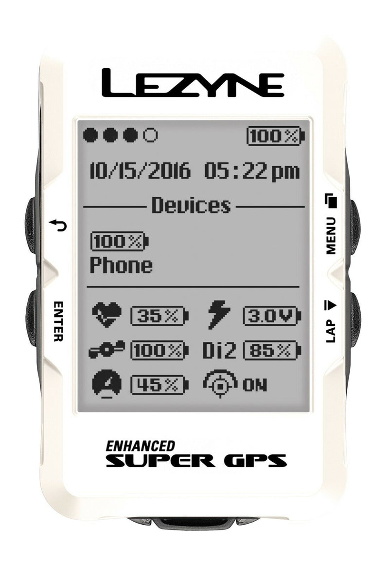 Lezyne Enhanced Super GPS Cycling Computer (Pearl White), 1-GPS-SPR-V207