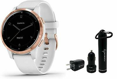 Garmin Vivoactive 4S White Rose GPS Smartwatch and Wearable4U Power Pack Bundle