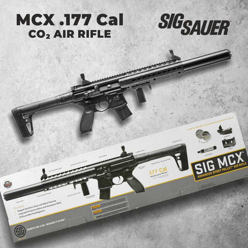 Sig Sauer MCX .177 Caliber Pellets, Co2 Powered (30 Rounds) Air Rifle, Black