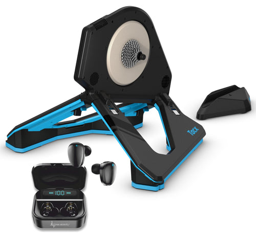 Garmin Tacx Neo 2T Smart Trainer with Garmin TacX NEO Motion Plates, Easy to Install and Wearable4U Black EarBuds Bundle