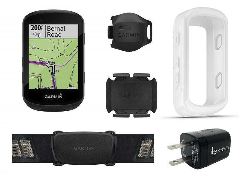 Garmin Edge 530 GPS Cycling Computer with Included HRM Original Garmin Silicone Case Wearable4U Wall Charging Adapter Bundle