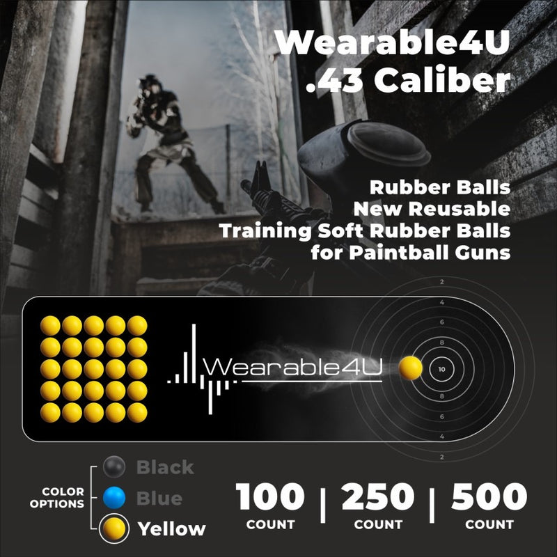 Wearable4U .43 Cal New Reusable Training Soft Rubber Balls for Paintball Gun