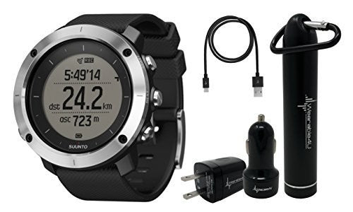 Suunto Traverse GPS Outdoor Hiking Watch with Versatile Navigation Functions and Wearable4U Ultimate Power Pack Bundle