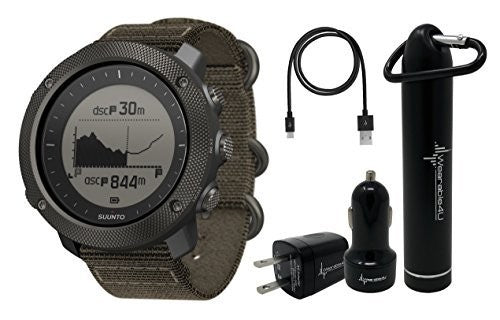 Suunto Traverse Alpha GPS/GLONASS Watch with Versatile Outdoor Functions for Fishing and Hunting and Wearable4U Ultimate Power Pack Bundle