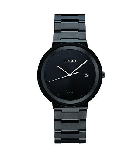 Seiko Men's ' Quartz Stainless Steel Dress Watch, Color:Black (Model: SNE481)