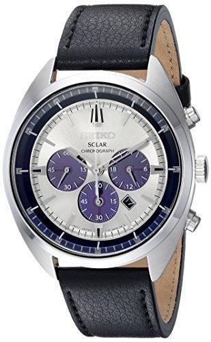 Seiko Men's 'RECRAFT' Quartz Stainless Steel and Leather Casual Watch, Color:Black (Model: SSC569)
