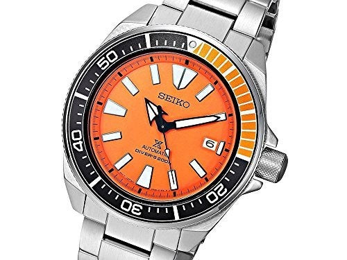 Seiko Men's Prospex Samurai Automatic Orange Dial Stainless Steel Dive Watch - Model: SRPC07